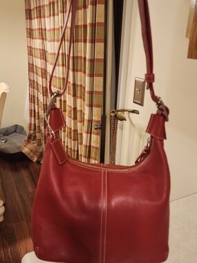 vintage red leather Coach Legacy Hobo Bag.